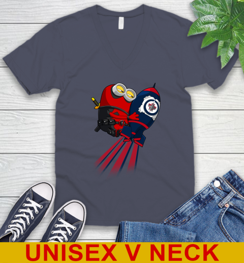 NHL Hockey Winnipeg Jets Deadpool Minion Marvel Shirt V-Neck T-Shirt 7
