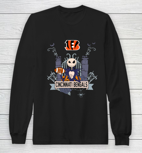 NFL Cincinnati Bengals Football Jack Skellington Halloween Long Sleeve T-Shirt