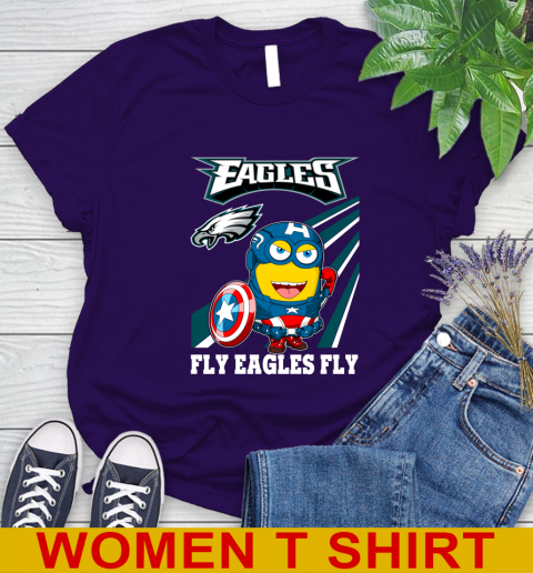 NFL Football Philadelphia Eagles Captain America Marvel Avengers Minion Shirt Women's T-Shirt 4