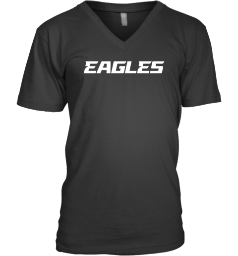 2022 Philadelphia Eagles Black Wordmark Fleece V-Neck T-Shirt