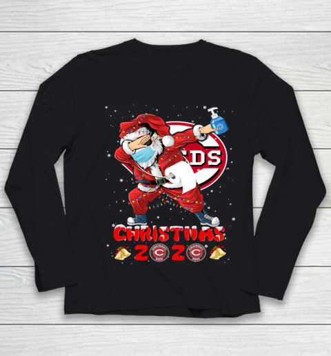 Cincinnati Reds Funny Santa Claus Dabbing Christmas 2020 MLB Youth Long Sleeve