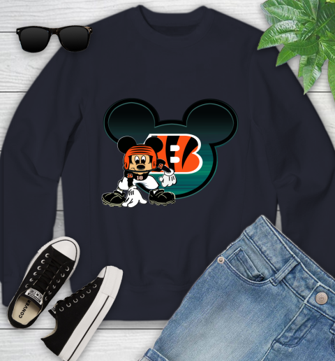 NFL Cincinnati Bengals Mickey Mouse Disney Football T Shirt Youth Sweatshirt 3