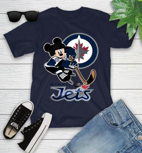 NHL Winnipeg Jets Mickey Mouse Disney Hockey T Shirt Youth T-Shirt 3