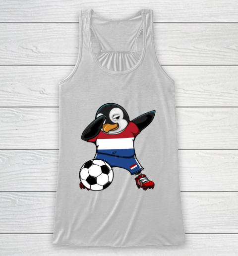 Dabbing Penguin Netherlands Soccer Fan Jersey Football Lover Racerback Tank
