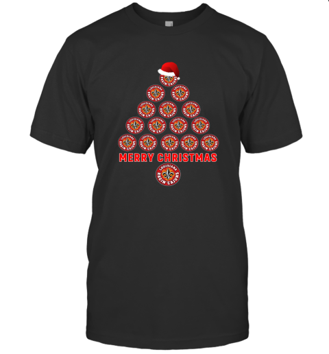 Louisiana Lafayette Ragin Cajuns Ugly Christmas Sweaters Tree Merry Christmas T-Shirt