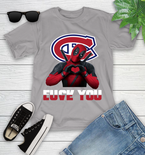 NHL Montreal Canadiens Deadpool Love You Fuck You Hockey Sports Youth T-Shirt 4