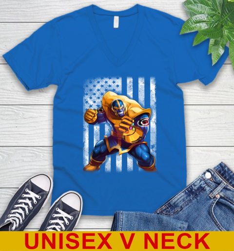 NHL Hockey Carolina Hurricanes Thanos Marvel American Flag Shirt V-Neck T-Shirt 5
