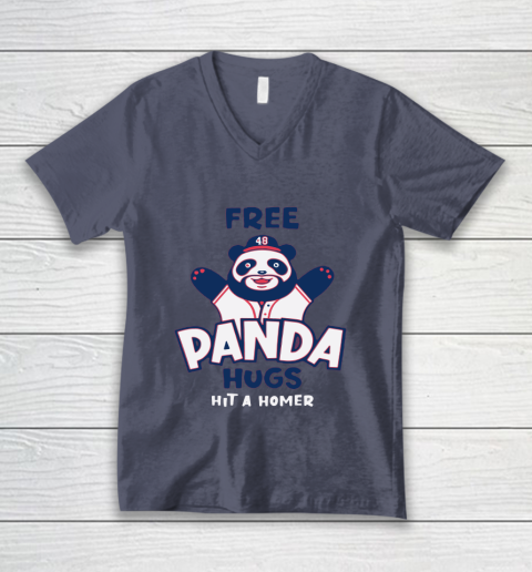 Free Panda Hugs Braves V-Neck T-Shirt 5