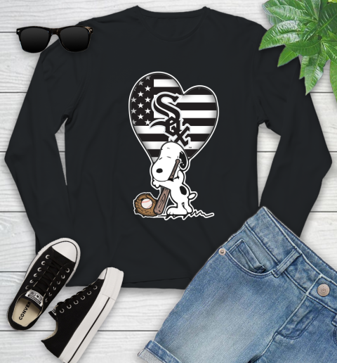 Chicago White Sox MLB Baseball The Peanuts Movie Adorable Snoopy Youth Long Sleeve 2