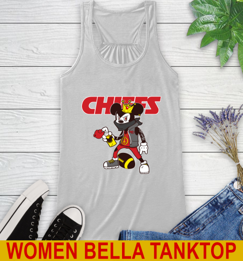 Kansas City Chiefs NFL Football Mickey Peace Sign Sports Racerback Tank