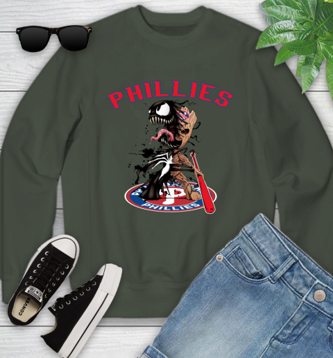 MLB Philadelphia Phillies Baseball Venom Groot Guardians Of The Galaxy Youth Sweatshirt 10
