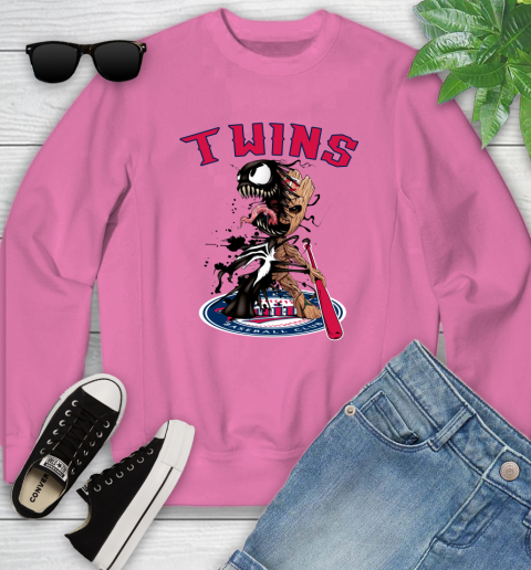 MLB Minnesota Twins Baseball Venom Groot Guardians Of The Galaxy Youth Sweatshirt 7