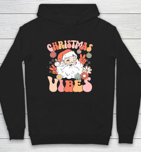 Vintage Groovy Santa Claus Christmas Vibes Hoodie
