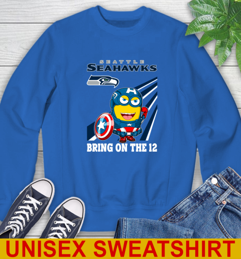 NFL Football Seattle Seahawks Captain America Marvel Avengers Minion Shirt Sweatshirt 11