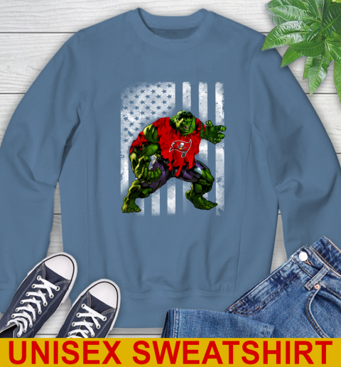 Tampa Bay Buccaneers Hulk Marvel Avengers NFL Football American Flag Sweatshirt 10