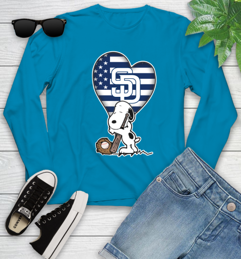 San Diego Padres MLB Baseball The Peanuts Movie Adorable Snoopy Youth Long Sleeve 7