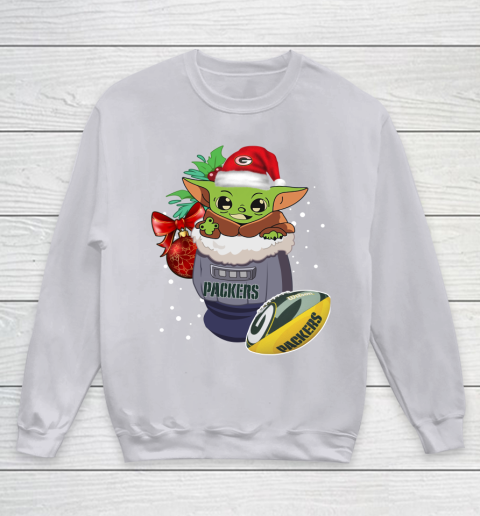 Green Bay Packers Christmas Baby Yoda Star Wars Funny Happy NFL Youth Sweatshirt 4