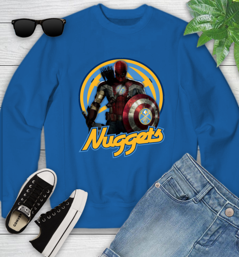Denver Nuggets NBA Basketball Captain America Thor Spider Man Hawkeye Avengers Youth Sweatshirt 8