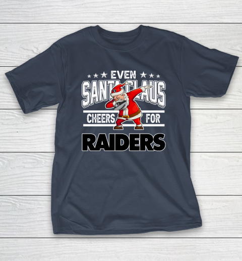 Oakland Raiders Even Santa Claus Cheers For Christmas NFL T-Shirt 3