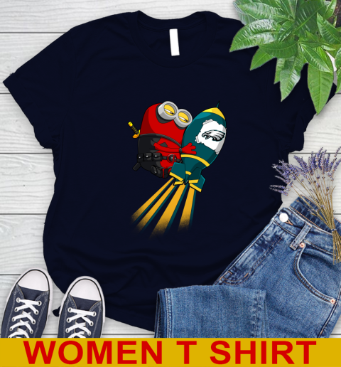 NFL Football Philadelphia Eagles Deadpool Minion Marvel Shirt Women's T-Shirt 2