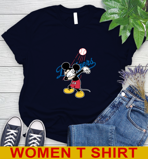 Los Angeles Dodgers MLB Baseball Dabbing Mickey Disney Sports Women's T-Shirt 3