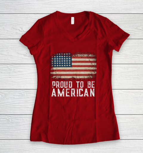 Proud American Patriotic USA Flag Women's V-Neck T-Shirt 8