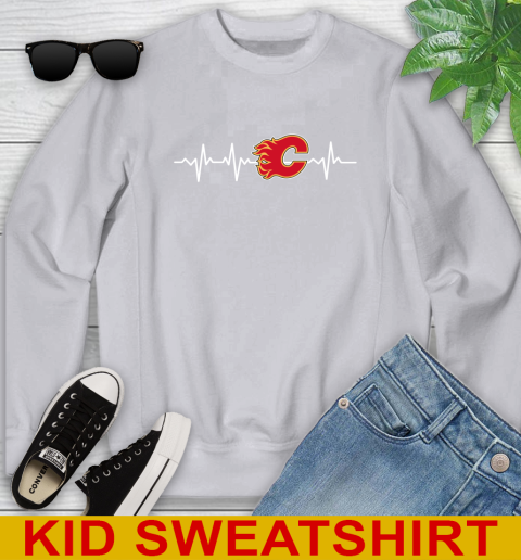 Calgary Flames NHL Hockey Heart Beat Shirt Youth Sweatshirt 3