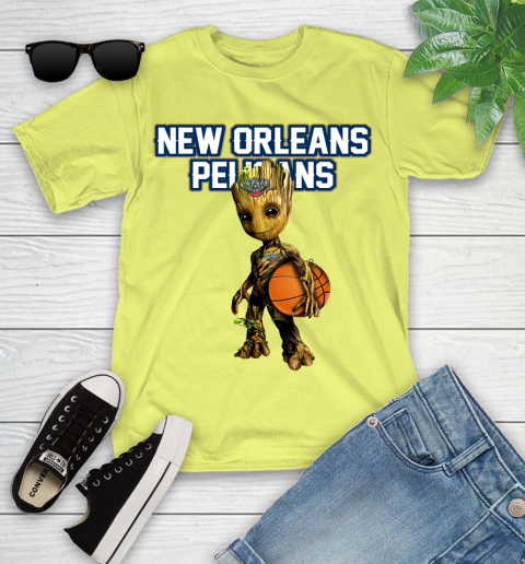 New Orleans Pelicans NBA Basketball Groot Marvel Guardians Of The Galaxy Youth T-Shirt 8