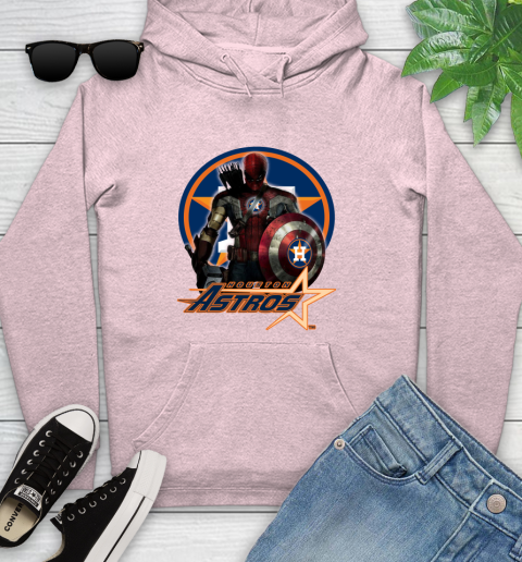 MLB Captain America Thor Spider Man Hawkeye Avengers Endgame Baseball Houston Astros Youth Hoodie 10