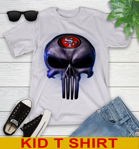 San Francisco 49ers NFL Football Punisher Skull Sports Youth T-Shirt 4