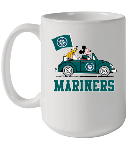 MLB Baseball Seattle Mariners Pluto Mickey Driving Disney Shirt Ceramic Mug 15oz