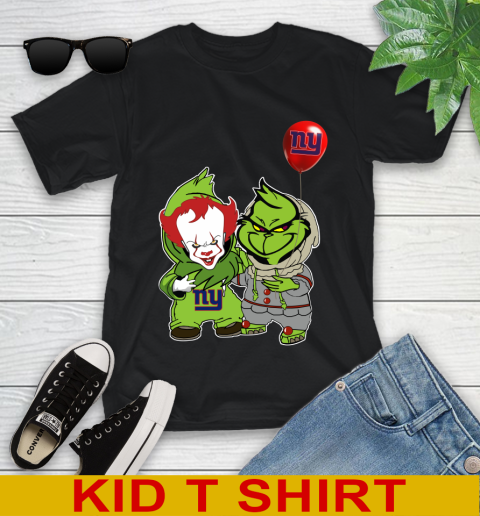 New York Giants Baby Pennywise Grinch Christmas NFL Football Youth T-Shirt 2