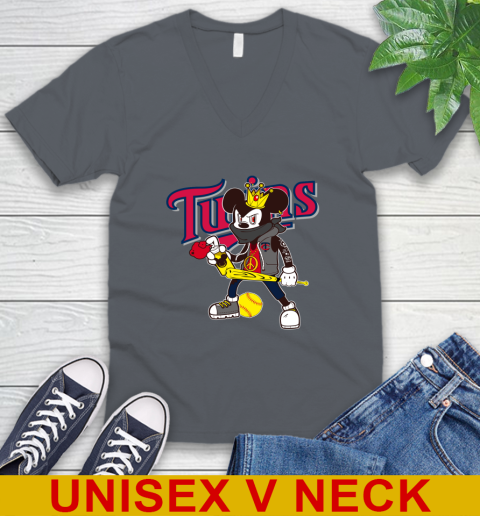 Minnesota Twins MLB Baseball Mickey Peace Sign Sports V-Neck T-Shirt 5