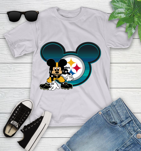 NFL Pittsburgh Steelers Mickey Mouse Disney Football T Shirt Youth T-Shirt 4