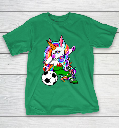Dabbing Unicorn Wales Soccer Fan Jersey Welsh Football Lover T-Shirt 7
