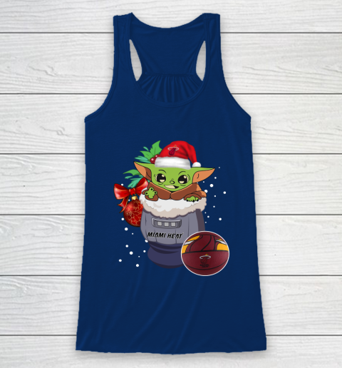 Miami Heat Christmas Baby Yoda Star Wars Funny Happy NBA Racerback Tank 7
