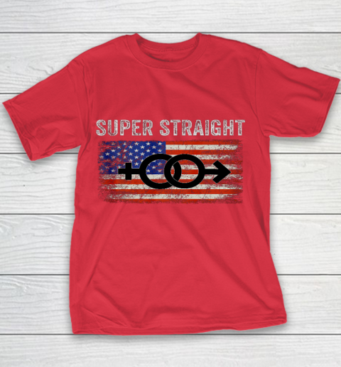 Vintage Us Flag Gender Identity Super Straight Identity Youth T-Shirt 7