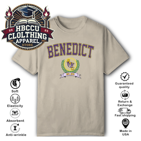 Benedict College Tigers HBCU T-Shirt lj7w benedict college tigers hbcu classic t shirt 2 front sand HBCU Clothing Apparel