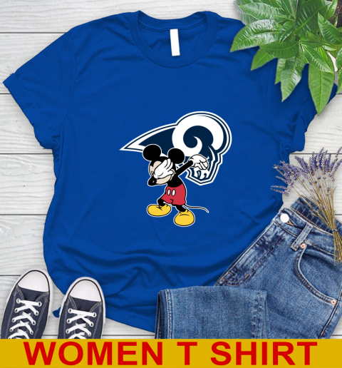 Los Angeles Rams NFL Football Dabbing Mickey Disney Sports Women's T-Shirt 9
