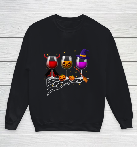 Three Glasses Of Wines Halloween Wine Youth Sweatshirt