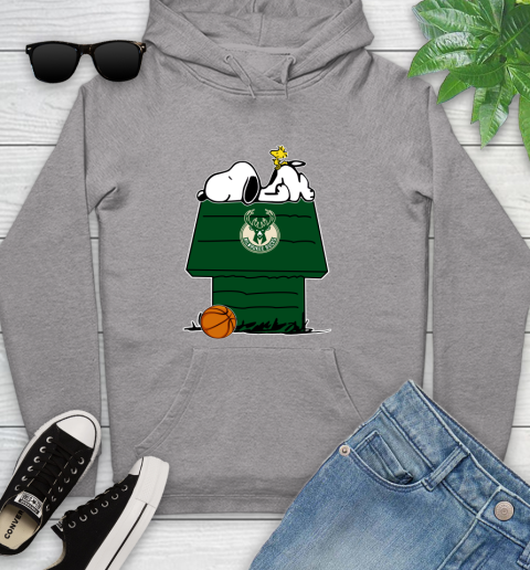 Milwaukee Bucks NBA Basketball Snoopy Woodstock The Peanuts Movie Youth Hoodie 6