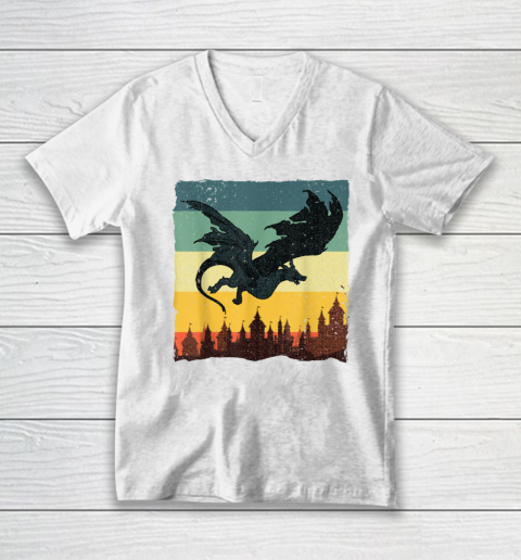 Cool Dragon Shirt Mythical Vintage Dragon Lover V-Neck T-Shirt