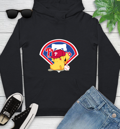 MLB Pikachu Baseball Sports Philadelphia Phillies Youth Hoodie 2