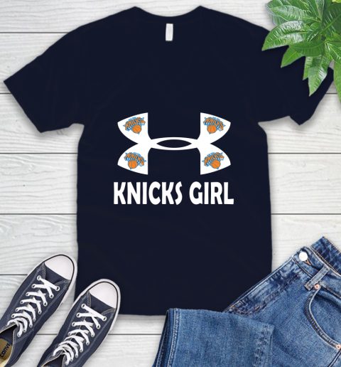 NBA New York Knicks Girl Under Armour Basketball Sports V-Neck T-Shirt 2