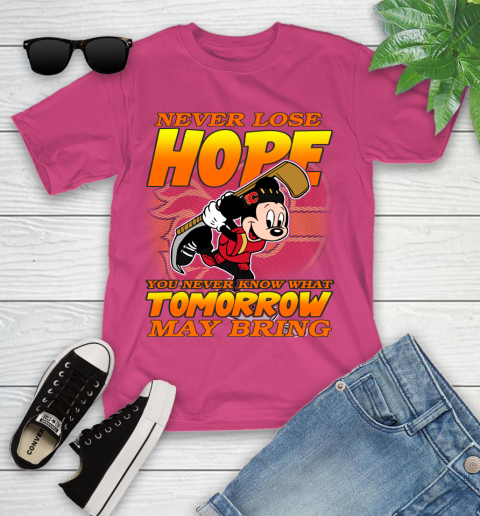Calgary Flames NHL Hockey ootball Mickey Disney Never Lose Hope Youth T-Shirt 11