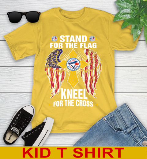 MLB Baseball Toronto Blue Jays Stand For Flag Kneel For The Cross Shirt Youth T-Shirt 9