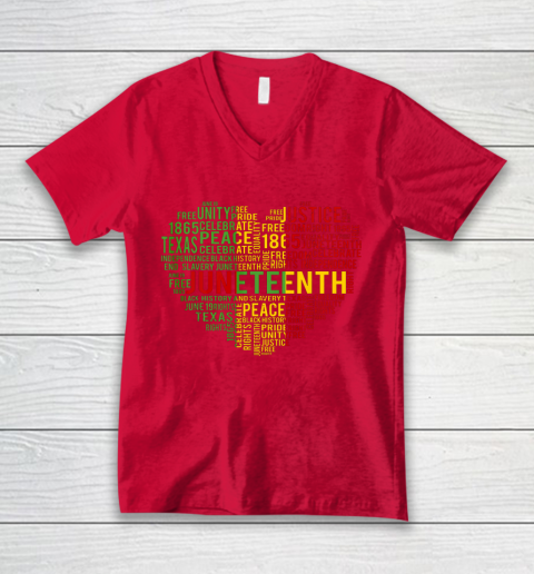 Juneteenth Heart Black History Afro American African Freedom V-Neck T-Shirt 6