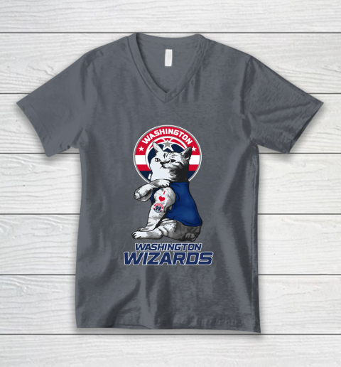 NBA Basketball My Cat Loves Washington Wizards V-Neck T-Shirt 4