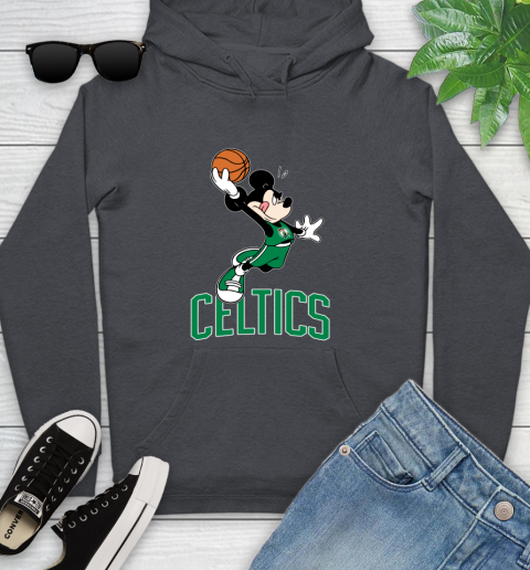 NBA Basketball Boston Celtics Cheerful Mickey Mouse Shirt Youth Hoodie 8
