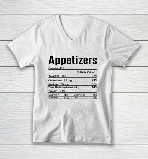 Thanksgiving Christmas Appetizers Nutrition Fact V-Neck T-Shirt